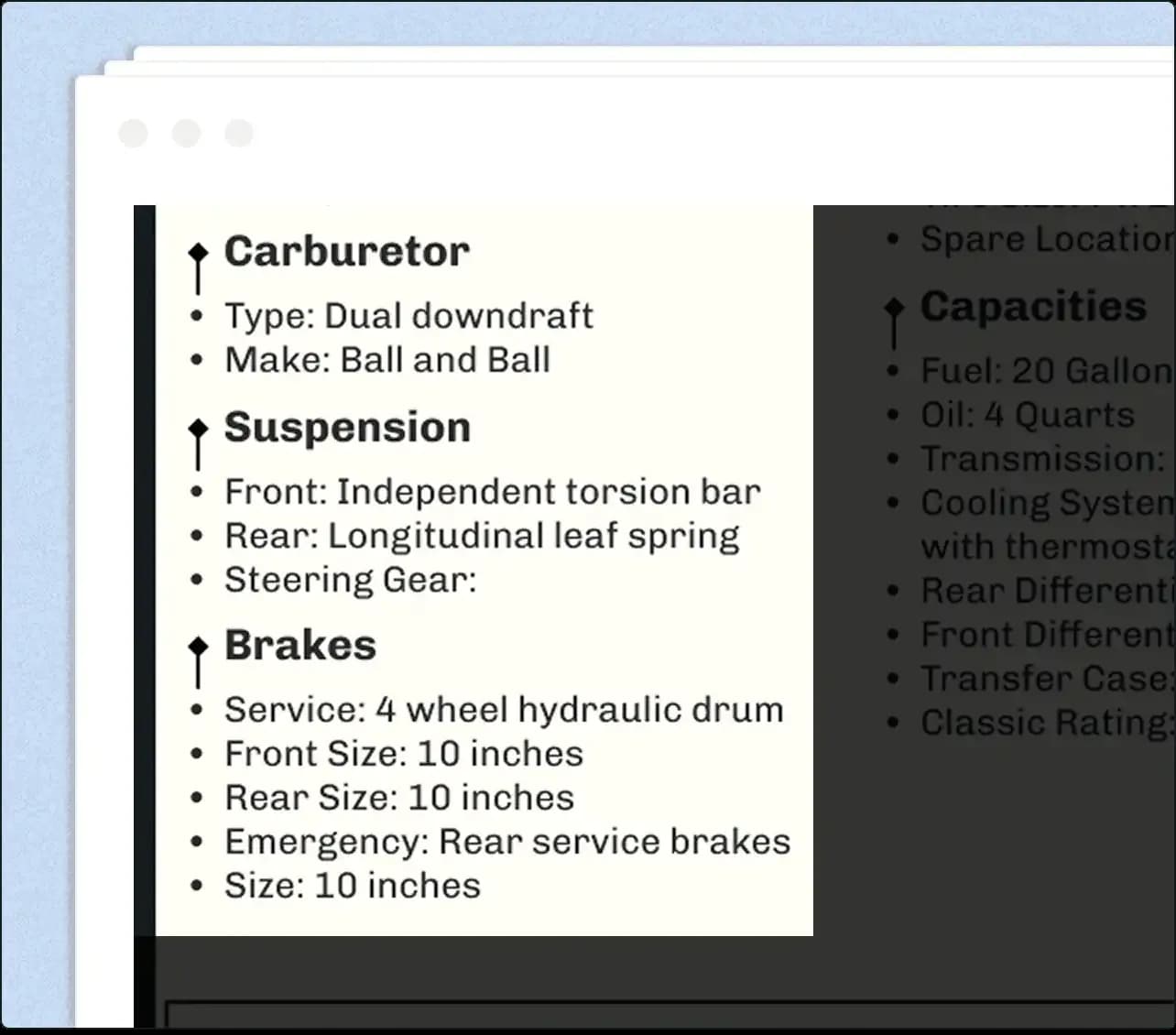 System specifications